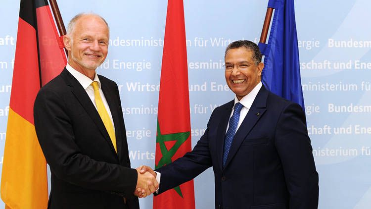 Former German Energy State Secretary Rainer Baake and Moroccan Energy Secretary General Abderrahim El Hafidi.